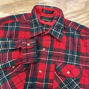 Vtg. Richman Brothers Wool Flannel Shirt Men’s Large Red Green Plaid Outdoor